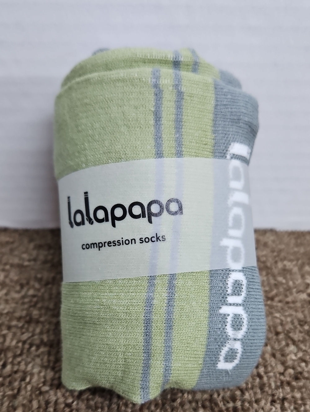 Lalapapa Sage Green, Yellow, & Gray Tall Compression Socks Sz L/XL